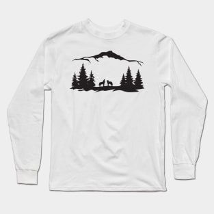 Wolf on nature under the mountain Long Sleeve T-Shirt